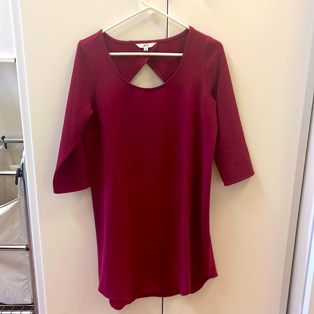 Cute burgundy Jack by BBDakota textured dress with open back detail.